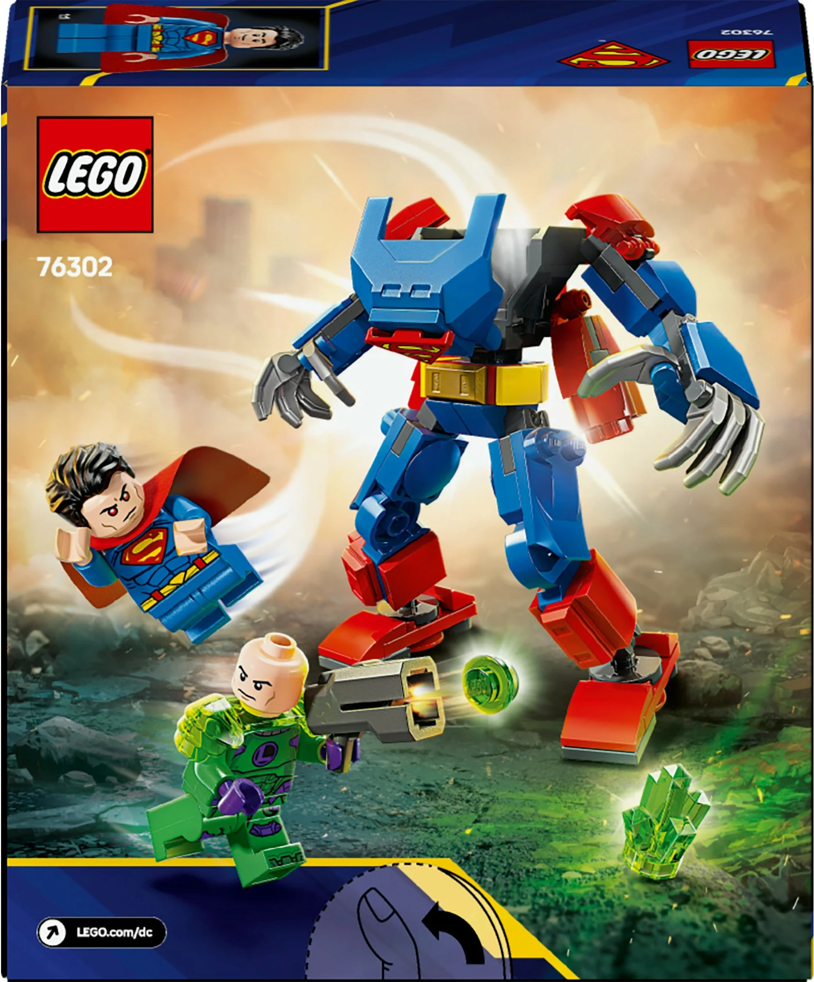 Gradbeni set LEGO DC Super Heroes Superman Mech proti Lex Luthor, 76302, 120 kosov, večbarven