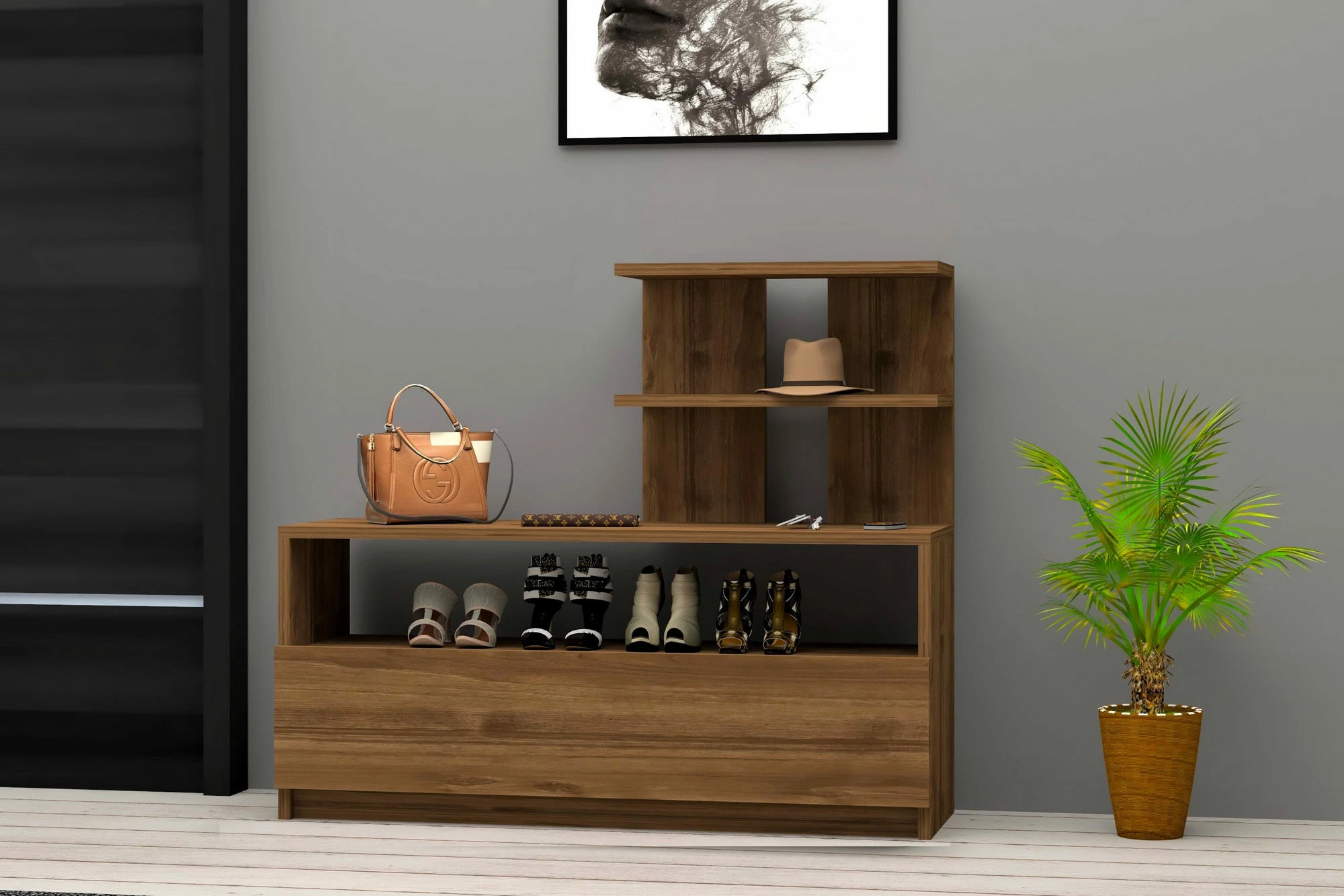 Omara za čevlje Airy, Hanah Home, oreh