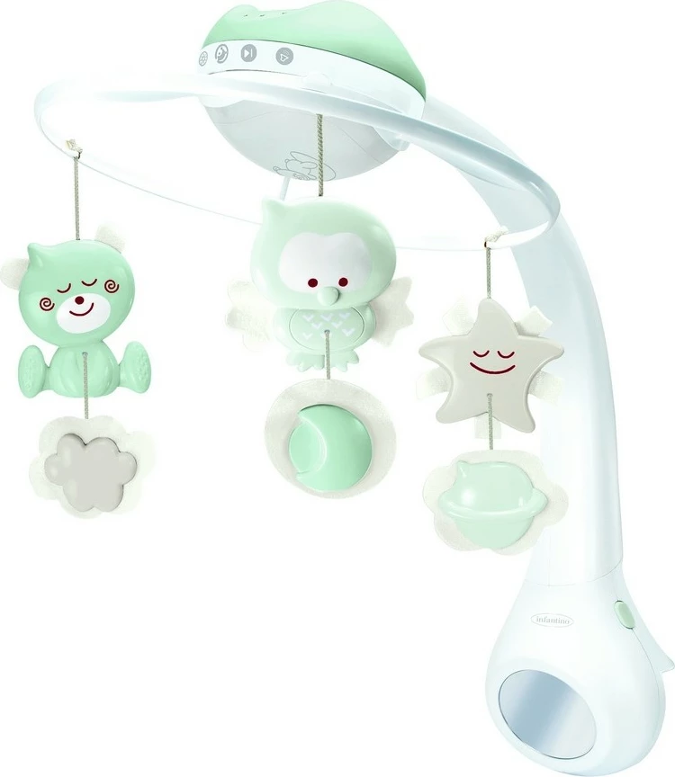 Muzikalni karusel 3-v-1, projektor in nočna lučka B-kids Infantino, zeleno/bela
