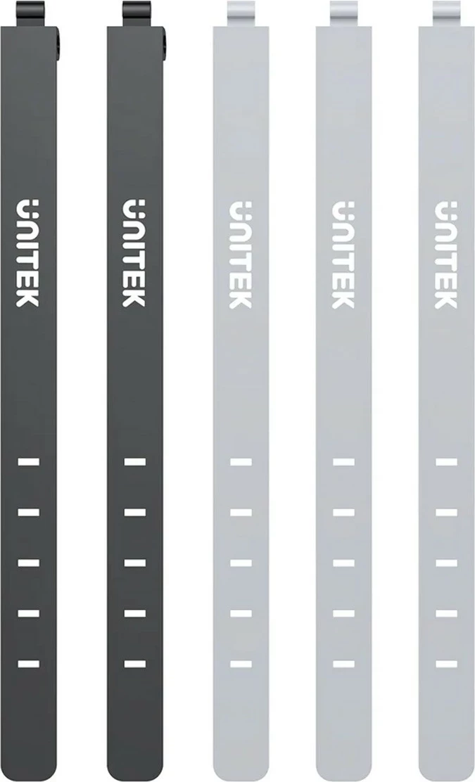 Silikonski trakovi za kable Unitek, 5 kosov, črno/sivi
