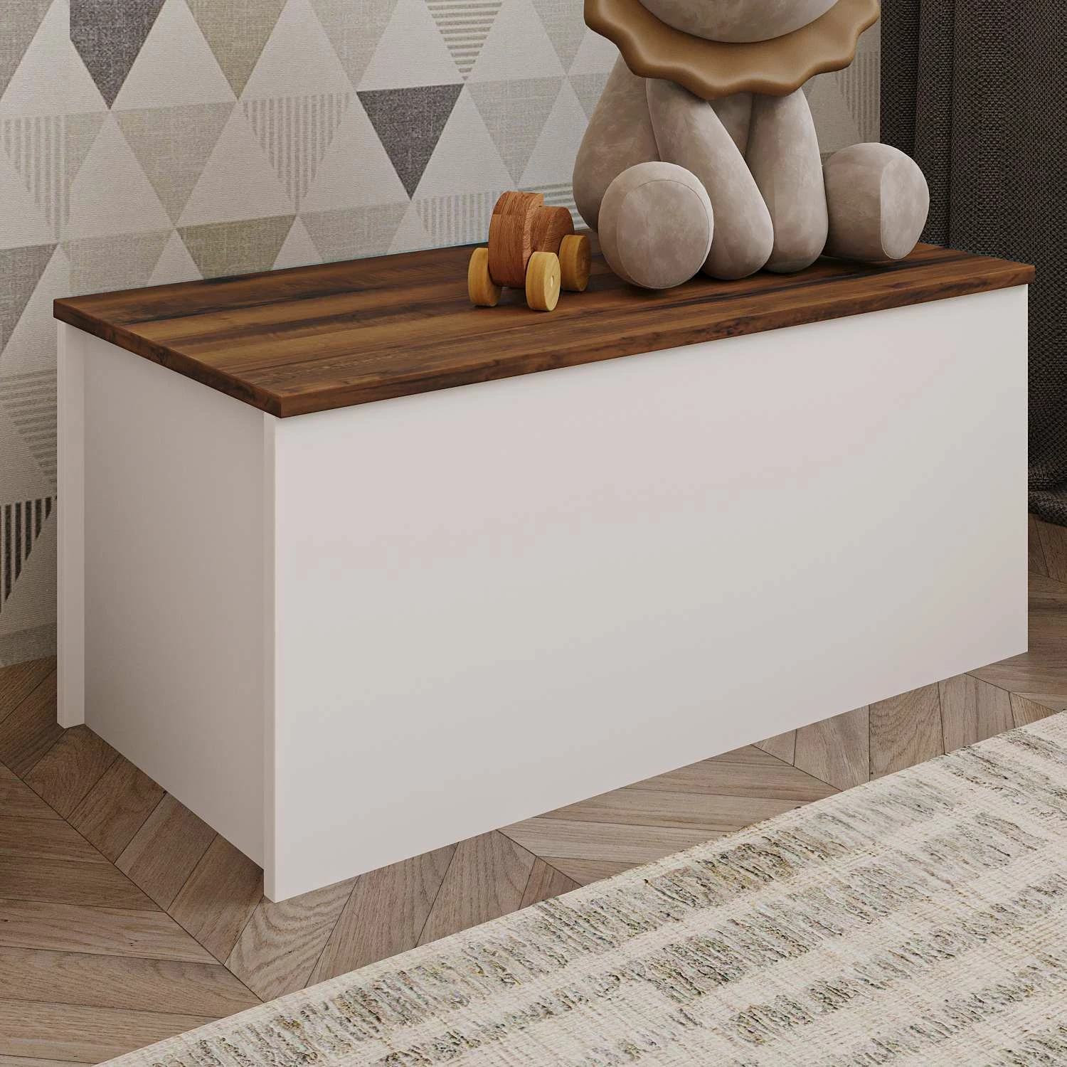 Predal Florya Skye Decor, bel, rustikalni oreh