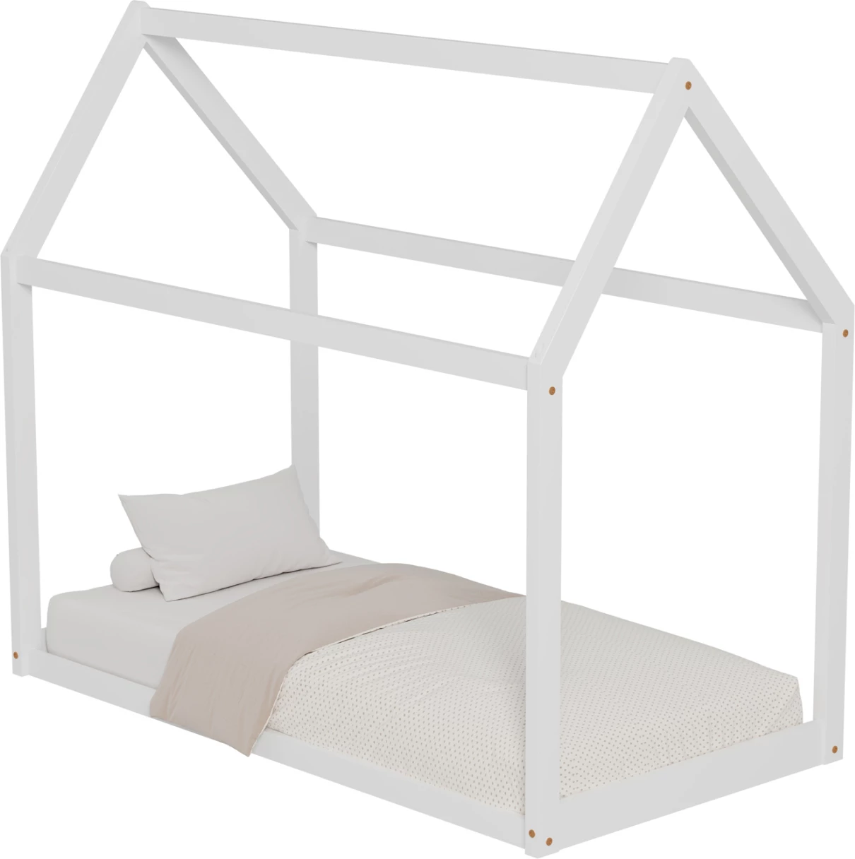 Postelja za otroke PEPE FH677.03 t.MONTESSORI iz masivnega borovega lesa v beli barvi - 190x90 cm