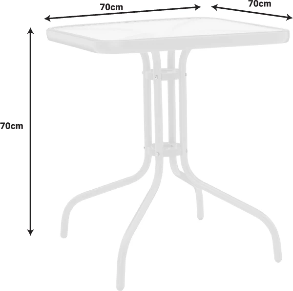 Komplet mize in stolov za teraso, bela, 70x70x70 cm