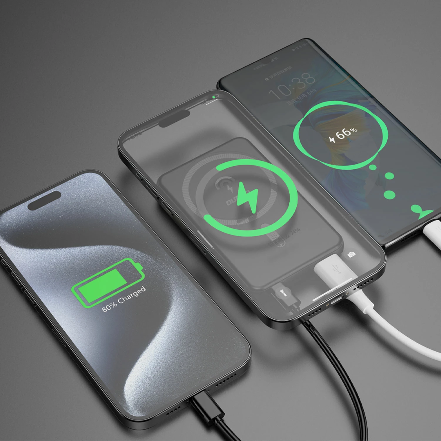 Zunanji akumulators 5000mAh Dudao K14S, MagSafe, USB-C/USB-A, črn