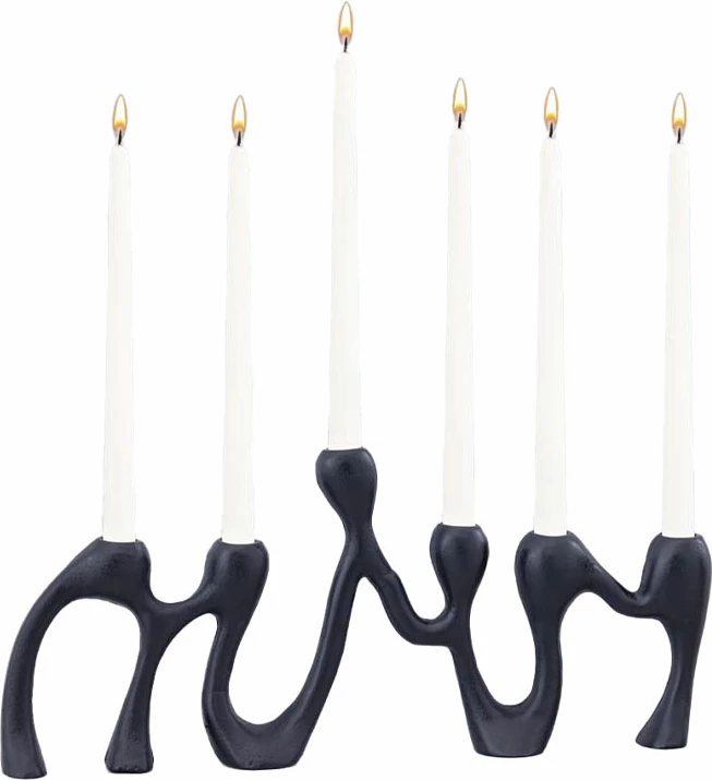 Držalo za sveče, aluminij, črno, 44x5,5x19,5 cm LUMINOSO