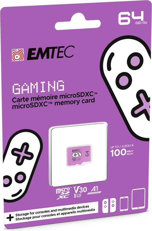 Kartica spomina 64 GB MicroSDXC EMTEC ECMSDM64GXCU3G, UHS-I U3 V30, vijolična