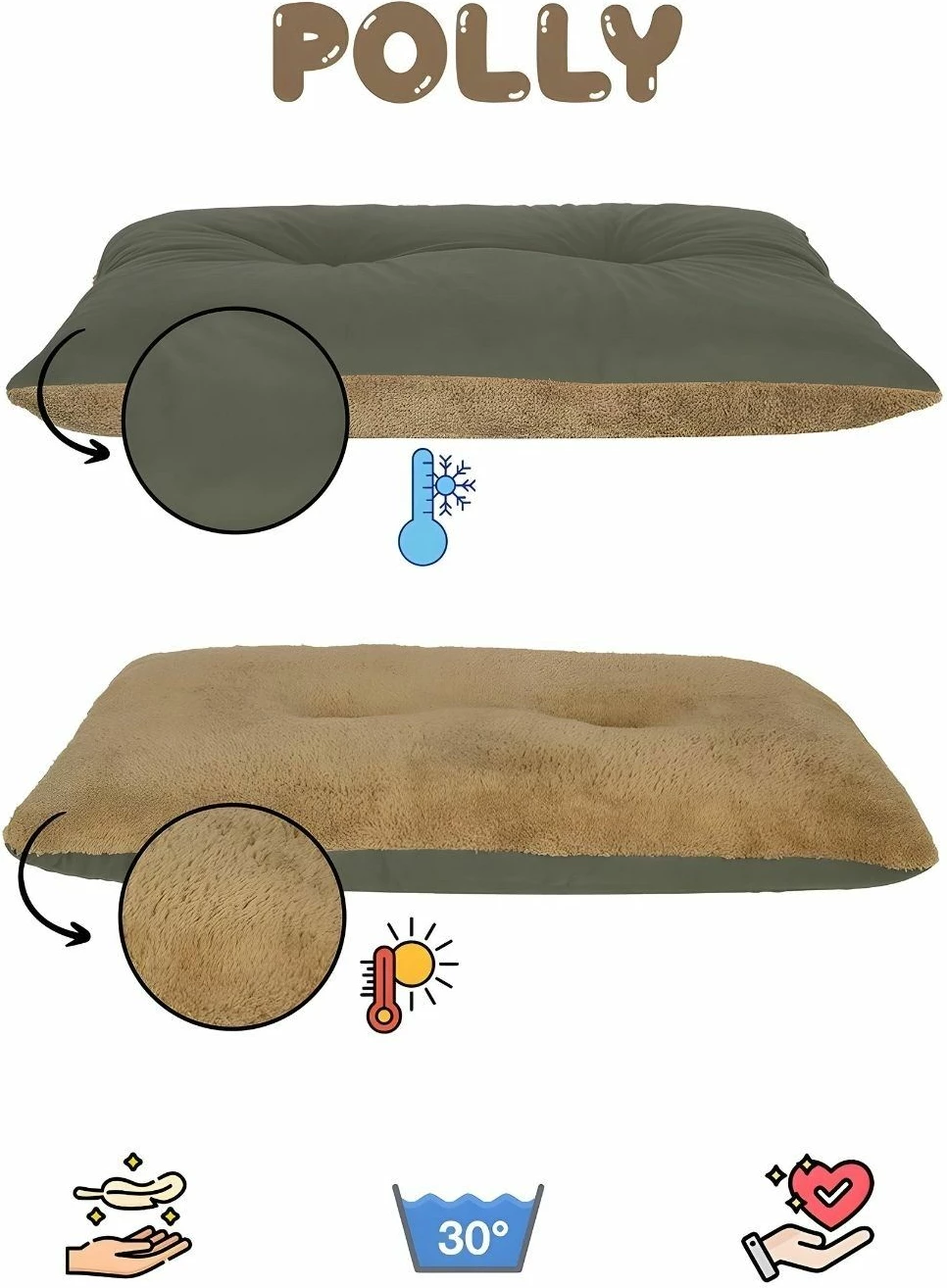 Ležišče za pse Polly, Paws & Whiskers, 35 x 50, zeleno