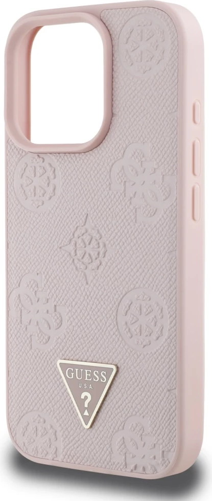 Zaščitni ovitek z motivom Peony in logotipom Guess, MagSafe za iPhone 16 Pro, roza