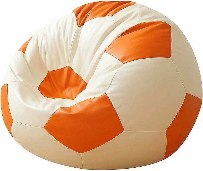 Velika sedežna vreča v obliki nogometne žoge, oranžno-bela, Atelier del Sofa