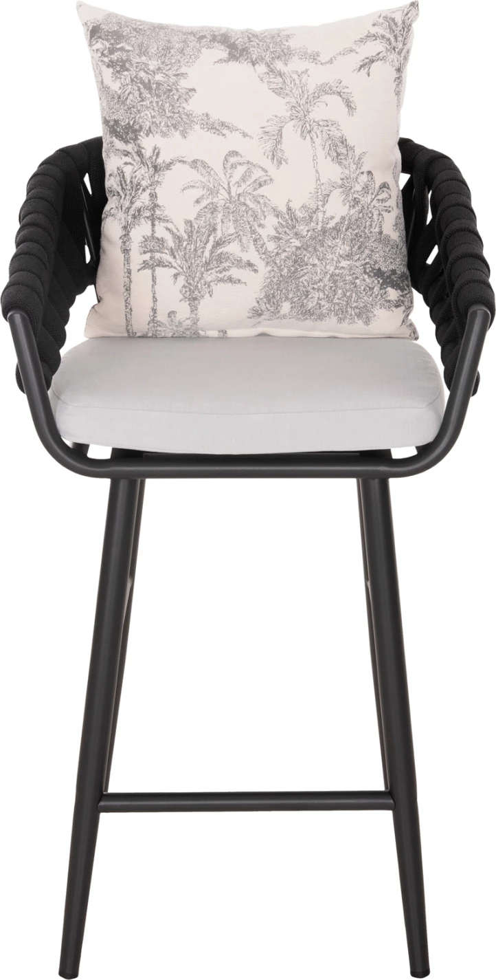 Barski stol aluminij CAMDEN FH6142.01 antracit z ecru hrbtnim vzglavnikom s tiskanim vzorcem 56x60x108Hcm