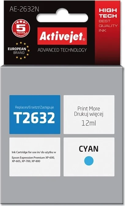 Zamenjalna barva Activejet AE-2632N za tiskalnik Epson, 12 ml, modra