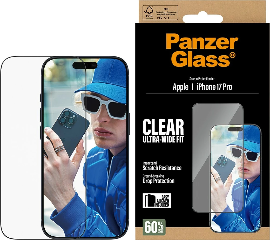 Zaščitno steklo PanzerGlass za iPhone 17 Pro, UWF