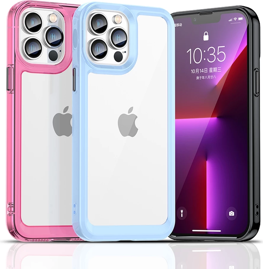 Zaščitna maska Hurtel Outer Space za iPhone 12 Pro Max, trda zadnja stran s tekočinsko okvirjem, modra