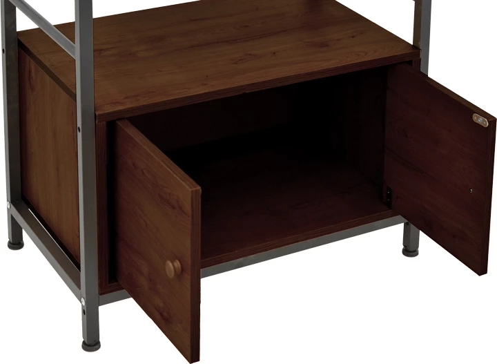 Stojalo s policami in omarico Kuili, črna kovina, MDF orehov odtenek, 60x36x121 cm