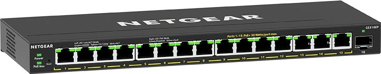 Upravljen Gigabit Ethernet stikalo NETGEAR GS316EP-100PES, PoE, črno