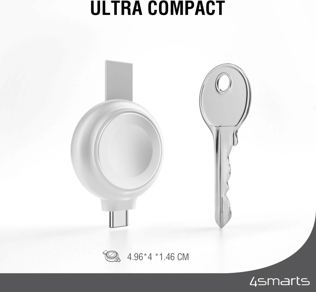 Hiter polnilec za Apple Watch 4smarts MFi, USB-C, srebrn