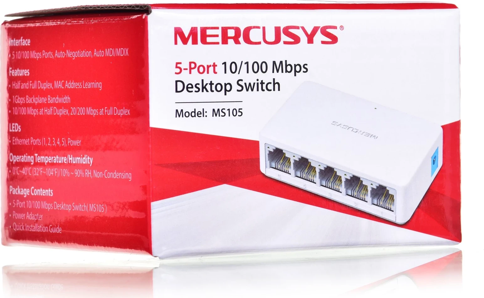 Preklopnik Mercusys, 5 vrat, 10/100 Mb/s, bel