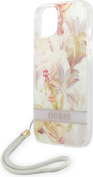 Ovitek za telefon Flower Strap, vijoličen — Guess GUOHCP14MHFLSU za iPhone 14 Plus 6,7"