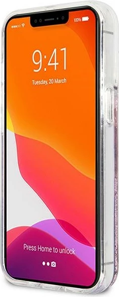 Ovitek za telefon za iPhone 13 Pro Max 6,7\", trdi ovitek, 4G Big Liquid Glitter, roza - Guess GUHCP13XLG4GPI