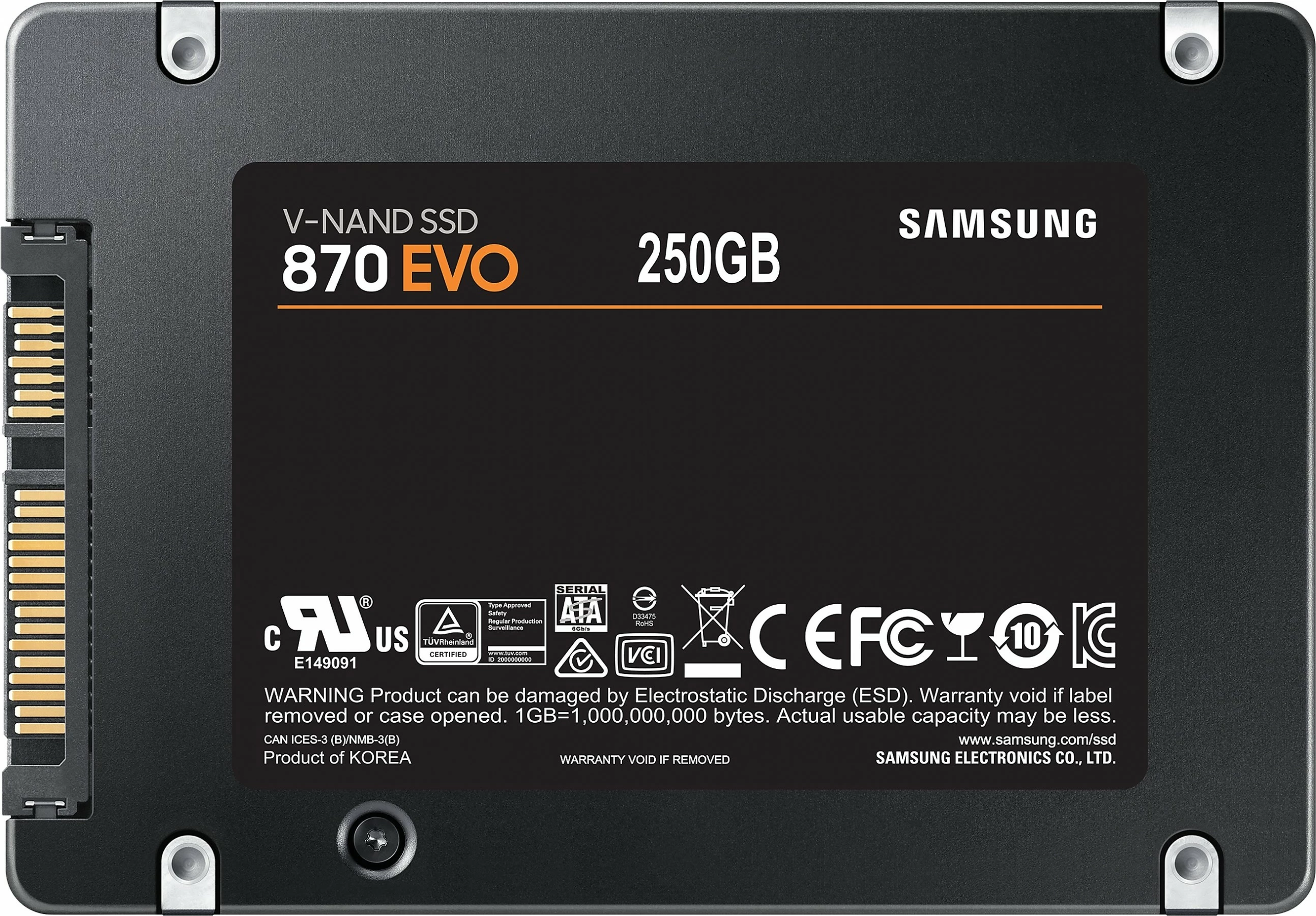 SSD 250 GB, 2,5", 560 MB/s, 6 Gbit/s, črn Samsung 870 EVO