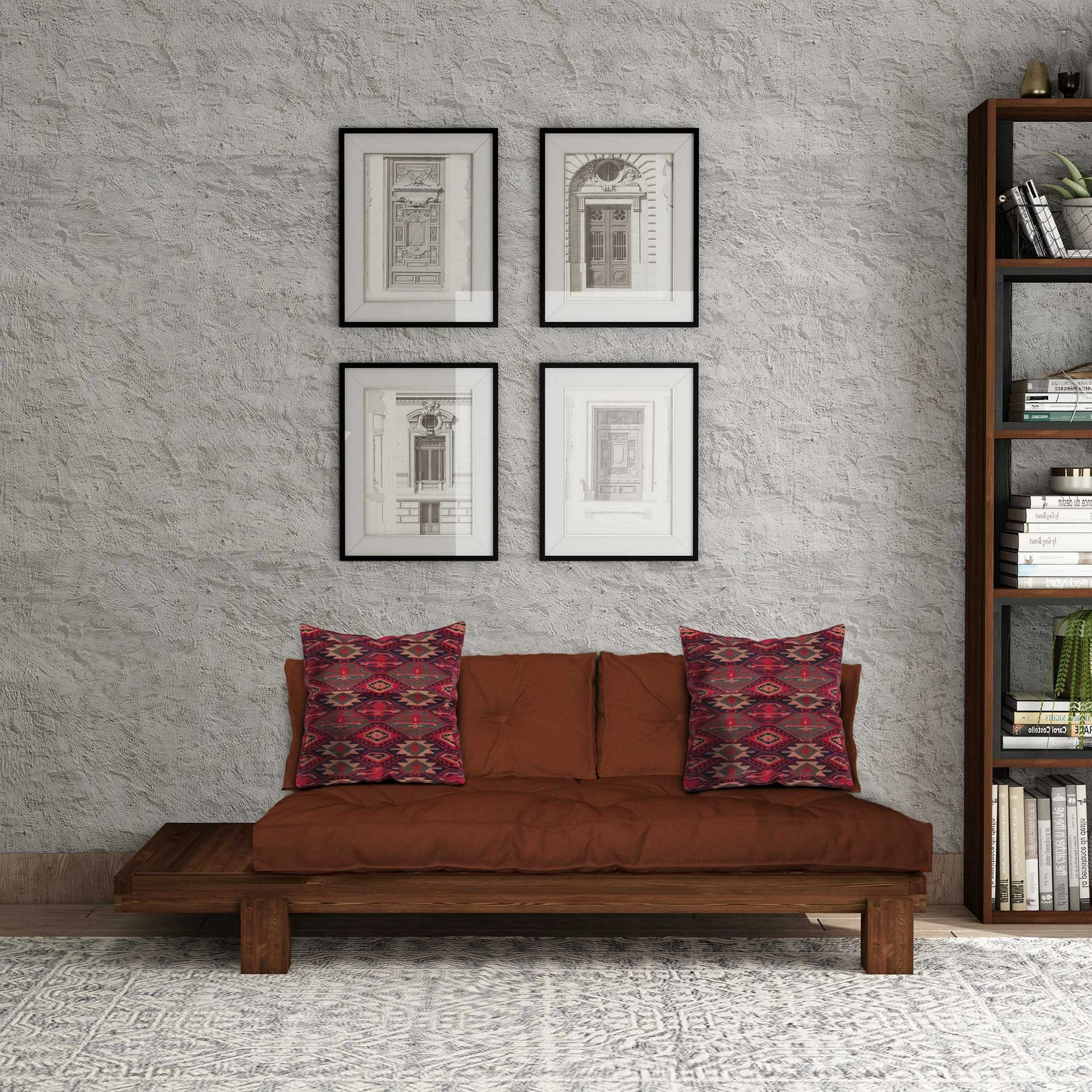 Ležalnik Atelier del Sofa, rjava in rdeča, CPT8381-200