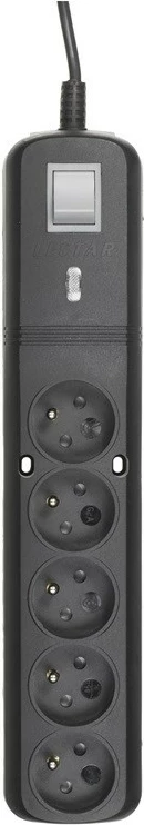 Kabel podaljšek Lestar LV530W, 5 vtičnic, 2,5 m, črn