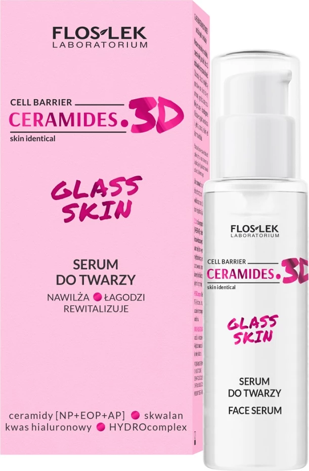 Serum za obraz Ceramides 3D Glass Skin, Floslek, za ženske, 30 ml