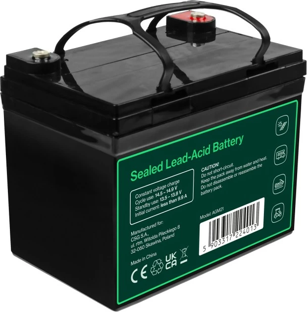 Baterija AGM VRLA 12V 33Ah, IP54, Green Cell AGM12V33AH-J, črna