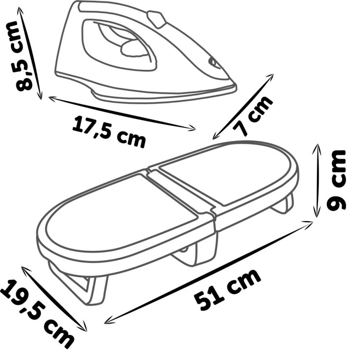 Igrača sestav za likanje z dodatki Smoby MiniTefal, likalna deska, likalnik in razpršilnik, črno/rjavo/belo