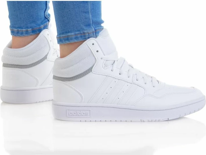 Visoke otroške čevlje adidas Hoops Mid 3.0, bele