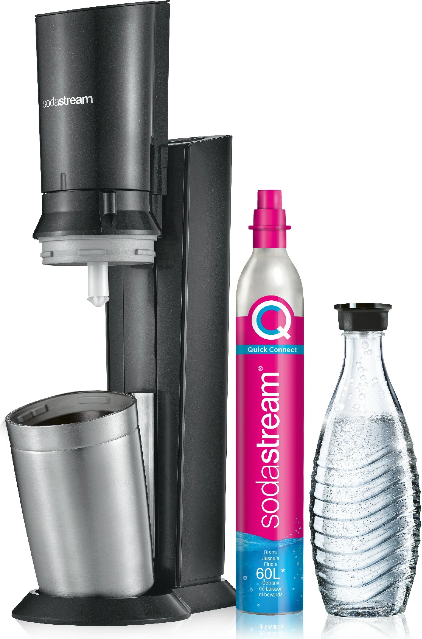 Sistem za karbonizacijo SodaStream Crystal 3.0, kovina, nerjaveče jeklo, črn, 0,615 L
