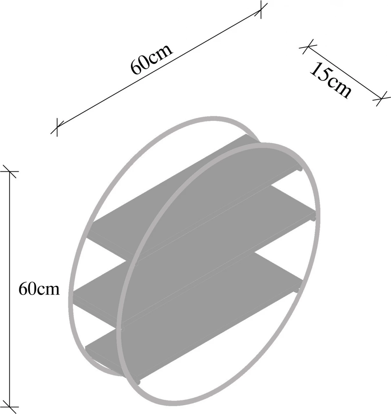 Stenska polica iz masivnega jelovega lesa črni kovinski okvir FH9114.01 60x15x60Y cm