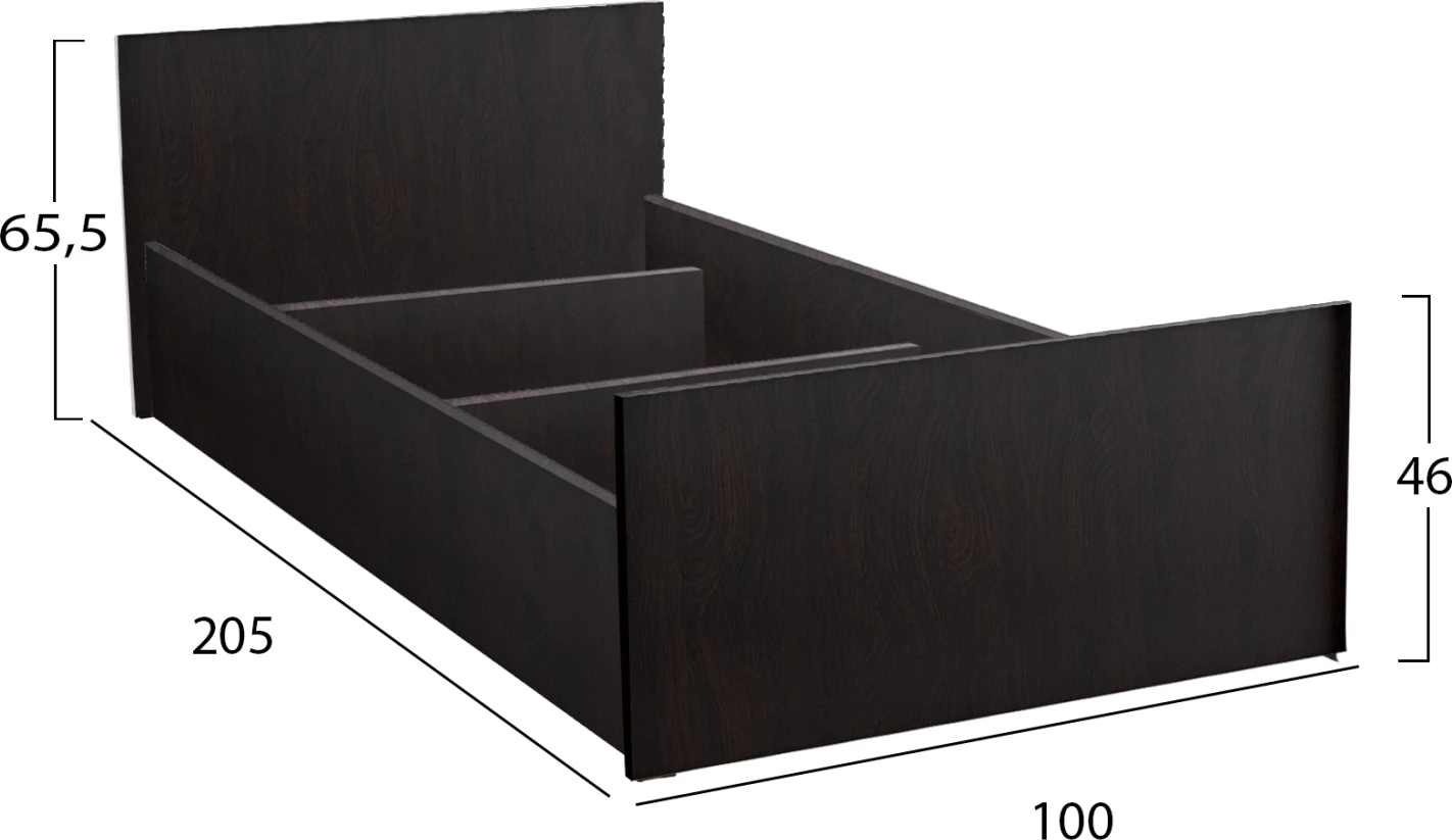 Melaminska postelja za vzmetnico 90x200 cm. Wenge FH2433.02