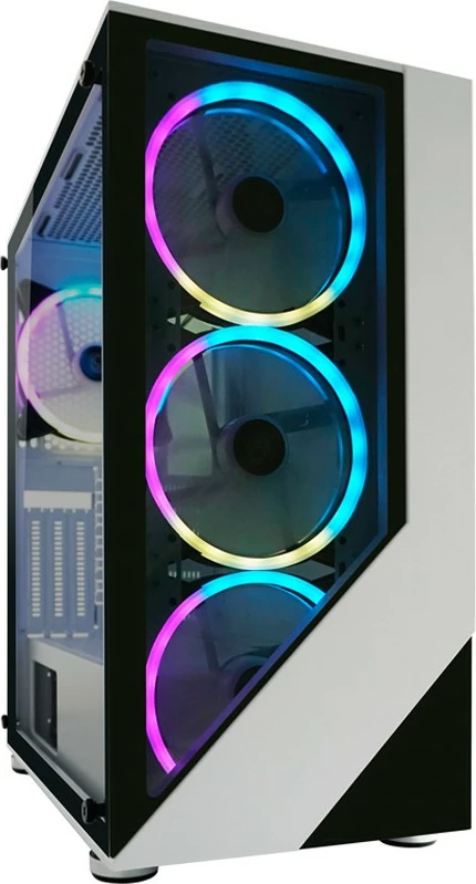 Gaming ohišje LC-Power 803W RGB, Midi Tower, kaljeno steklo, črno/belo