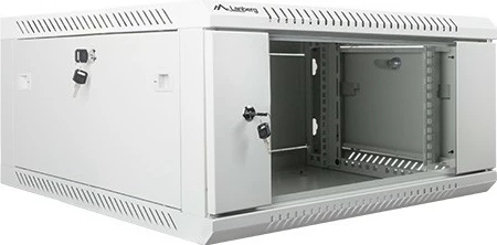 Stenski omarica za omrežje 19", 4U, 600x600 mm, steklo, Lanberg WF01-6604-10S, siva