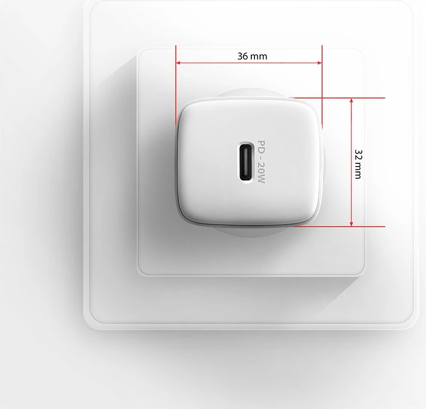 Hitri stenski polnilec AXAGON ACU-PD20W, PD 20W, 1x USB-C, PD 3.0/QC4+/QC3.0/AFC/FCP/PPS, za pametni telefon in tablico, bel
