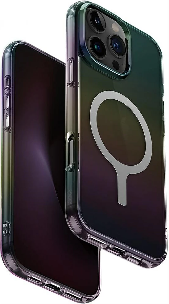 Ovitek za iPhone 16 Pro Max UNIQ Iridescia Magclick Charging, črn