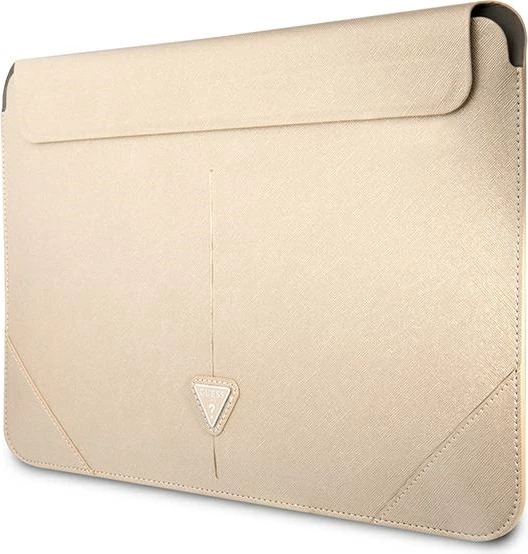 Ovitek za prenosnik Guess Saffiano Triangle Logo, 16", bež