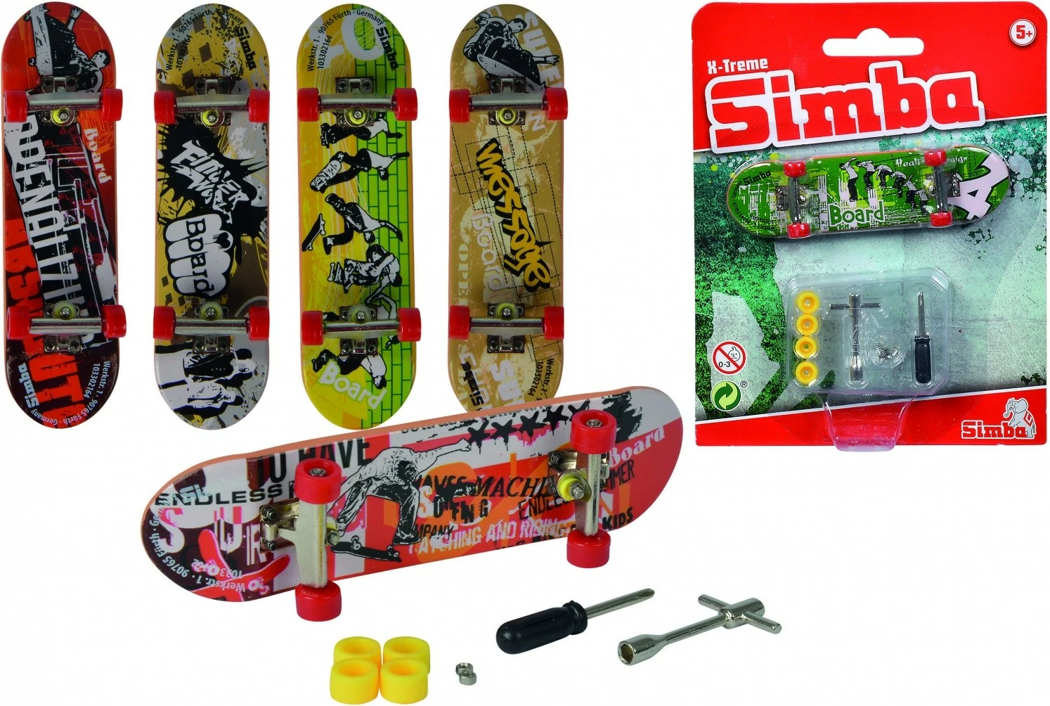 Fingerboard, 6 različnih dizajnov, z dodatki Simba X-Treme