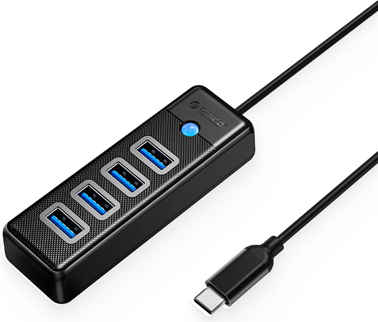 USB hub 4x USB-A 3.0, USB-C, črn Orico PW4U-C3