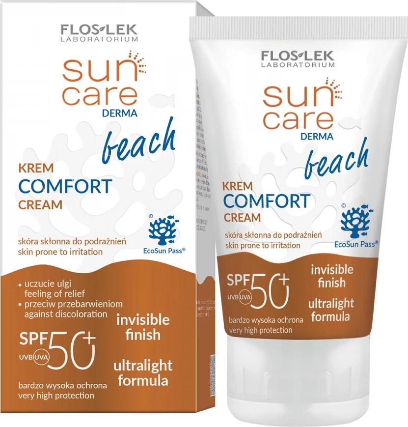 Krema za sončenje za ženske, obraz in telo, SPF50+, 50 ml Floslek Derma Comfort