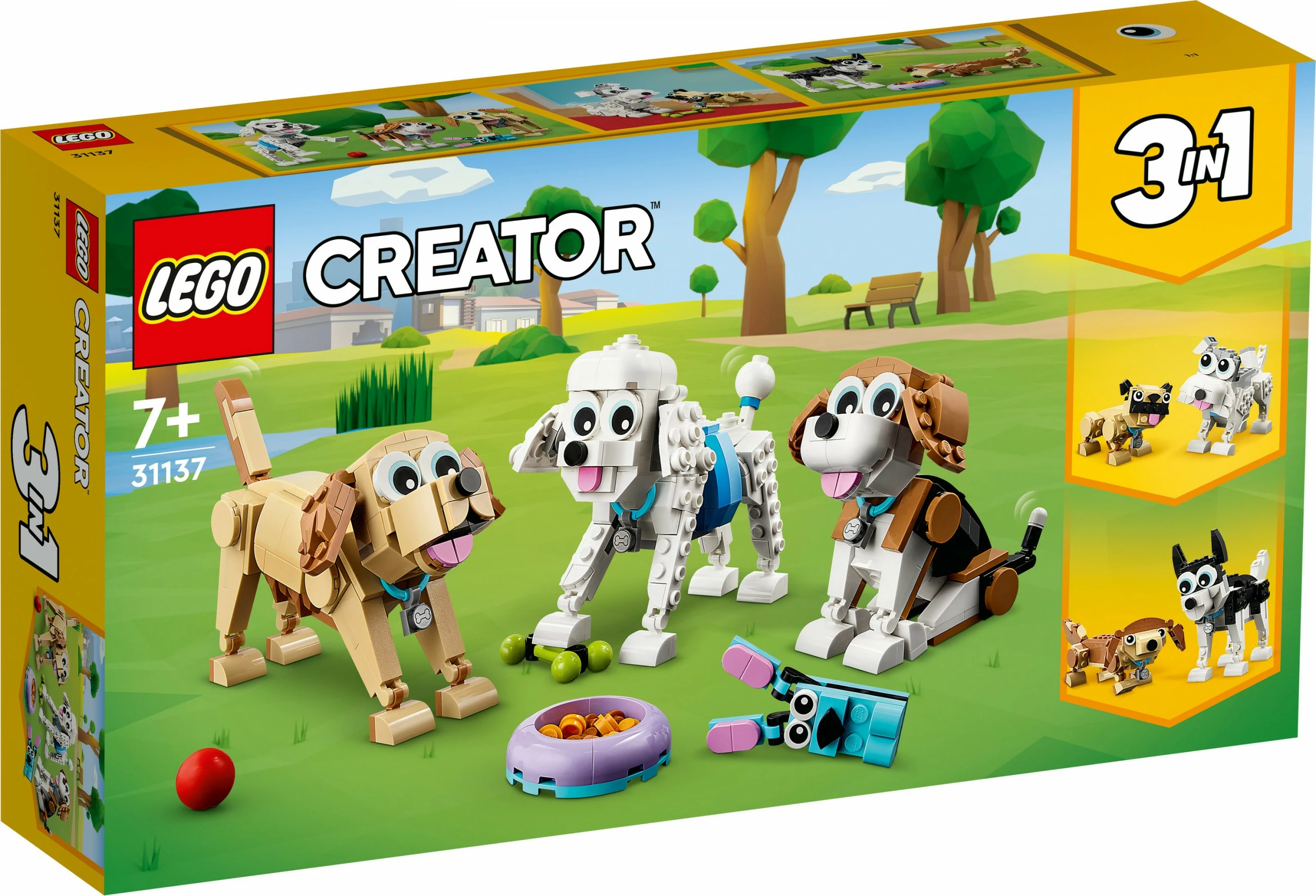 Set za sestavljanje 3-v-1 prikupni psi, LEGO Creator, 475 kosov, večbarven
