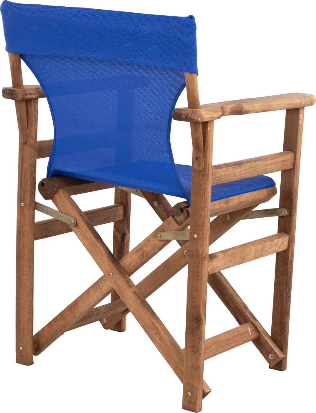 Režiserski stol Limnos oreh z modrim tekstilom FH10368.01