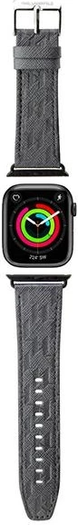 Eleganten srebrn pašček Karl Lagerfeld Saffiano Monogram za Apple Watch 38/40/41 mm