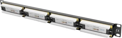 Patch panel 24 vrat, 1U, kat.5e, UTP, črn, Lanberg
