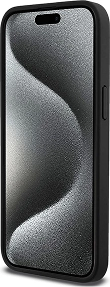 Ovitek iz umetnega usnja z monogramom DKNY, kovinski logotip, MagSafe za iPhone 15 Pro Max, črn