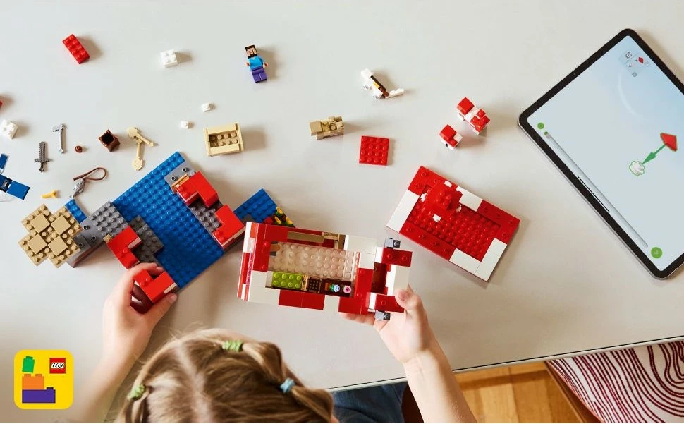 Set za gradnjo LEGO Minecraft 21270 Das Pilzkuh-Haus, 500 kosov, večbarvno