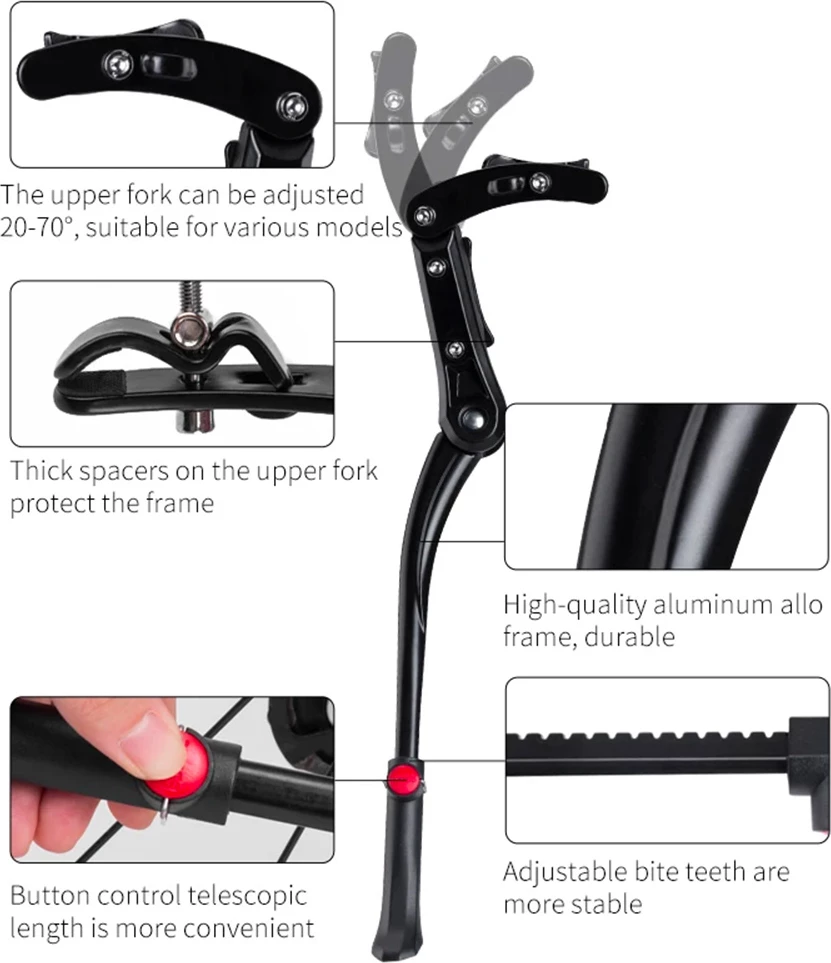 Kljuka za podporo kolesu Rockbros JC1005BK, aluminij, črna
