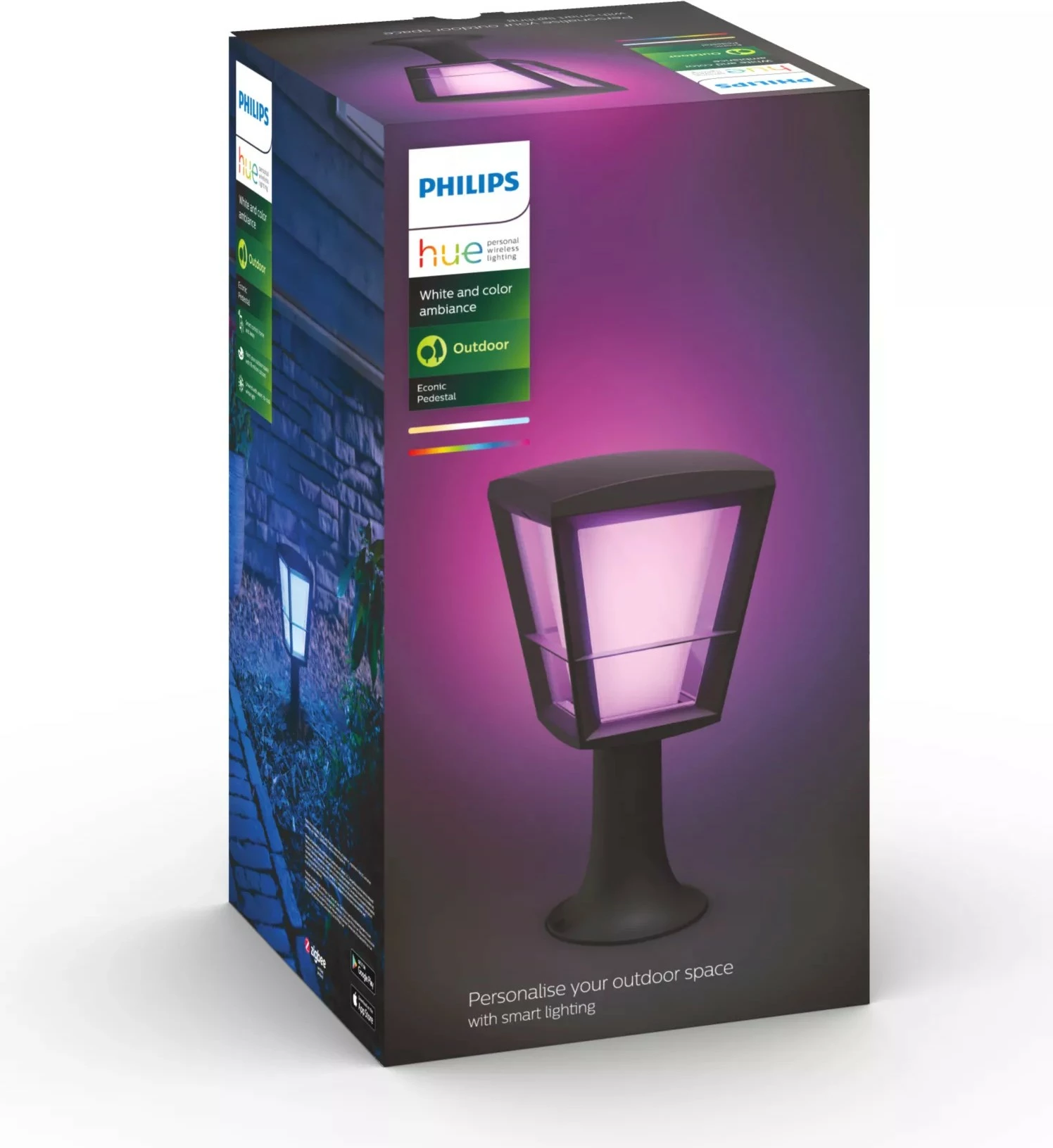 Zunanja stoječa LED luč White and Colour Ambience Econic, Philips Hue, Smart, črna
