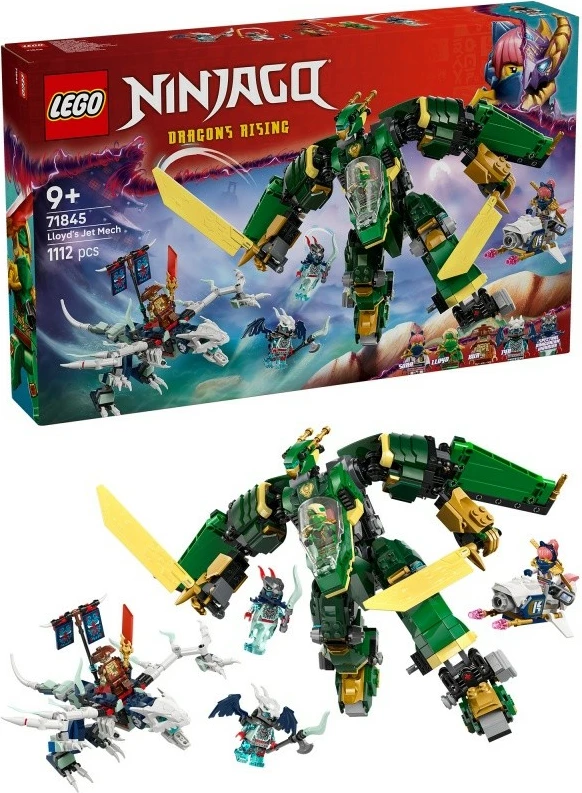 Gradbeni set LEGO Ninjago Fire Jet Lloyd Mech 71845, 1112 kosov, za otroke 9+